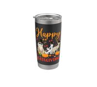 Happy Catsgiving - Simpatico gatto del Ringraziamento che indossa un cappello da pellegrino Bicchiere termico in acciaio inox doppia parete