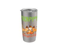 Happy Catsgiving - Simpatico gatto del Ringraziamento che indossa un cappello da pellegrino Bicchiere termico in acciaio inox doppia parete