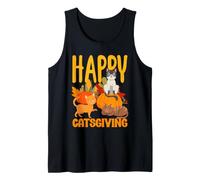 Happy Catsgiving - Simpatico Gatto del Ringraziamento Che Indossa Un Cappello da pellegrino Canotta