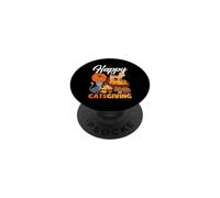 Happy Catsgiving - Simpatico gatto del Ringraziamento che indossa un cappello da pellegrino PopSockets PopGrip Adesivo