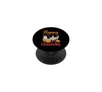 Happy Catsgiving - Simpatico gatto del Ringraziamento che indossa un cappello da pellegrino PopSockets PopGrip Adesivo