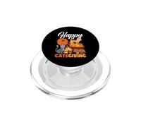 Happy Catsgiving - Simpatico gatto del Ringraziamento che indossa un cappello da pellegrino PopSockets PopGrip per MagSafe