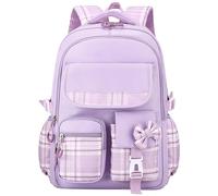 Happy Cherry Bambine Ragazze Zaino per Scuola Elementare Carino Stitch Zainetto Casual Grande Capacità Impermeabile con Multi Scomparti, 45X30X18CM, Viola