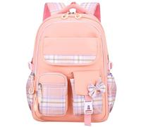 Happy Cherry Bambine Ragazze Zaino per Scuola Elementare Carino Stitch Zainetto Casual Grande Capacità Impermeabile con Multi Scomparti, 45X30X18CM, Rosa