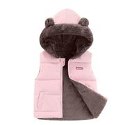 Happy Cherry Bambini Piumino Gilet Invernale con Cappuccio Unisex Giubbino Imbottito Antivento Senza Maniche Ragazzi Ragazze Outwear Reversibile Caldo Leggero Fodera in Pile Rosa 6-7 Anni