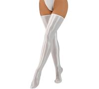 Happy Cherry Calze autoreggenti oleose lucide per le donne calze elastiche antiscivolo alte, bianco, Etichettalia unica