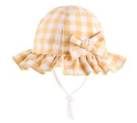 Happy Cherry - Cappello da sole in cotone per neonate, cappello estivo a quadri, protezione solare per bambini, estivo, per bambini, traspirante, per spiaggia, vacanze, attività all'aperto - 0-2 anni,