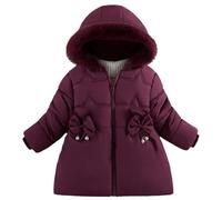 Happy Cherry Cappotti per ragazze Protezione dal freddo Cappotti invernali caldi con cappuccio Cappotto di cotone carino moda per attività all'aria aperta quotidiana escursionismo 1-5 anni, rosso