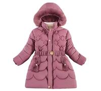 Happy Cherry Cappotto invernale da bambina con cappuccio, in peluche, protezione dal freddo, caldo cappotto di cotone, carino alla moda, per attività all'aperto, uso quotidiano, escursionismo, Lilla