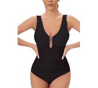 Happy Cherry Costume da Bagno Intero Donna Senza Maniche Costume da Bagno di Un Pezzo Scollo a V Profondo Costumi Interi da Spiaggia Mare Nuoto con Imbottito Nero L