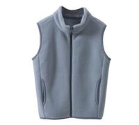 Happy Cherry Gilet in pile per bambini, senza maniche, caldo, per ragazzi e ragazze, traspirante, per l'autunno e l'inverno, grigio/blu, 150