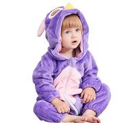 Happy Cherry Pagliaccetti Unisex Bambini Tuta Abito Operato Pigiama con Cappuccio Set Baby Animal Forma Flanella Autunno Inverno Gufo 18-24 Mesi