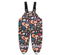 Happy Cherry - Pantaloni da pioggia impermeabili per bambini e bambine, per le più calde giornate piovose per bambini e bambine, tuta con salopette dei cartoni animati - 2-11 anni, Nero Volpe, 10-11