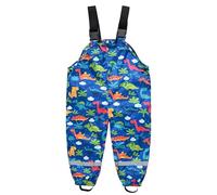 Happy Cherry - Pantaloni da pioggia impermeabili per bambini e bambine, per l'esterno, Giorno piovoso Giocare in Fango Bambini Ragazze Tuta Pantaloni con salopette Cartone Animato - 2-11 Anni, blu, 8