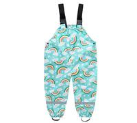 Happy Cherry - Pantaloni da pioggia impermeabili per bambini e bambine, per l'esterno, Giorno piovoso Giocare in Fango Bambini Ragazze Tuta Pantaloni con salopette Cartone Animato - 2-11 Anni, Verde