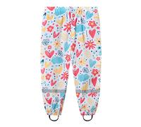 Happy Cherry - Pantaloni da pioggia per bambini, impermeabili, antivento, per ragazze, ragazzi, primavera, estate, autunno, inverno, per sport all'aria aperta, con strisce riflettenti, Motivo a cuori,