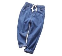 Happy Cherry Pantaloni Lunghi Bambini con Tasche Jeans Denim Stretch Vita Elastica Tuta Moda Casual 120/5-6 Anni