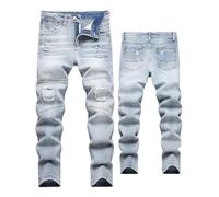 Happy Cherry Ragazzi Jeans Skinny Fit Denim Azzurro Pantaloni Strappati Jeans Moda con Tasche Pantaloni Lunghi Fori Vintage per Bambini 11-12 Anni