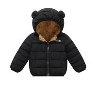 Happy Cherry - Tuta invernale per bambini con cappuccio, piumino imbottito con fodera in pile, per ragazzi e ragazze, calda con cerniera per scuola, sport all'aperto - 1-6 anni, Nero , 3-4 Anni