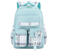 Happy Cherry Zaino Scolastico Bambina Zainetto per Ragazza Piccola Scuola Elementare Tempo Libero Borsa Stitch da Viaggio Gita Resistente All'acqua con Fiocco, Blu