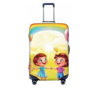 Happy Childhood - Copertura elastica per bagagli da viaggio, con stampa, antigraffio, Nero , S