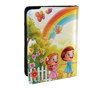 Happy Childhood - Custodia per passaporto con stampa, in pelle PU, per uomini e donne, 16,5 cm, Nero , Taglia unica