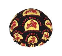 Happy Chinese New Year 2023 Cuffie da doccia Cuffia da bagno riutilizzabile Cappello da doccia elastico da bagno Morbido impermeabile per cappucci per capelli di tutte le lunghezze di capelli