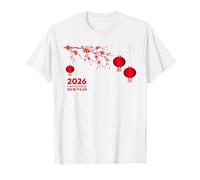 Happy Chinese New Year 2026 Tee Funny Lantern Cherry Blossom Maglietta