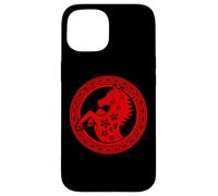 Happy Chinese New Year Art 2026 Circle Year of the Horse Custodia per iPhone 15