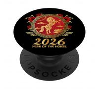 Happy Chinese New Year Art 2026 Oval Year of the Horse PopSockets PopGrip Adesivo
