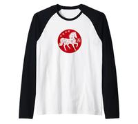Happy Chinese New Year Art 2026 Red Round Year of The Horse Maglia con Maniche Raglan