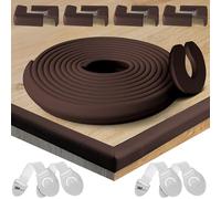 HAPPY CHLEA® Paraspigoli per Bambini in Gomma con Tecnologia Schiuma Attiva, Kit da 6,4 M Totali di Protezione tra Paracolpi, 8 Paraspigoli Angolari e 4 Blocca Cassetti + 1 Fermaporta (Marrone)