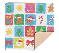 Happy Christmas Bear - Tappetino da gioco per bambini, grande, elegante, resistente all'acqua, pieghevole, per la pancia e gattonare, 127 x 127 cm, per juegos de