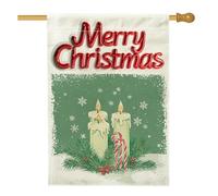 Happy Christmas Candy Front Yard Backyard Linen Vertical House Flags 28x40 Double Face for Outside, Funny Snowflakes Xmas Home Print Flag, Holiday New Year Home Outdoor Pattern Flag
