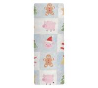 Happy Christmas Pink Pig tappetino da yoga da viaggio ripiegabile per casa palestra stampato, antiscivolo, tappetino da yoga caldo con borsa per il trasporto tapete para ejercicio 180,3 x 66 cm