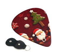 Happy Christmas, plettri per chitarra, 6 pezzi, spessore 0,71 mm, in celluloide, con supporto in pelle, plettro personalizzato per basso, chitarra elettrica, acustica, regalo per gli amanti