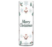 Happy Christmas, vaso da fiori rotondo in plastica bianco blu a forma di fiocco di neve, decorazione per la casa, 30 x 9 cm, infrangibile, per bouquet d'ingresso, mensola e decorazione per