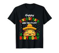 Happy Cinco De Mayo And Yes It's My Birthday Taco Ragazzi Ragazze Maglietta