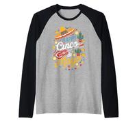 Happy Cinco de Mayo Sombrero Chitarra Cactus Festa Messicana Maglia con Maniche Raglan