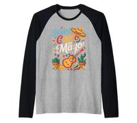 Happy Cinco De Mayo Sombrero Festival Messicano Colorato Maglia con Maniche Raglan