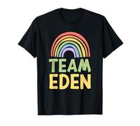 Happy Colorful Team Eden Rainbow Pride Green Yellow Maglietta