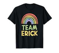 Happy Colorful Team Erick Rainbow Pride Green Yellow Maglietta