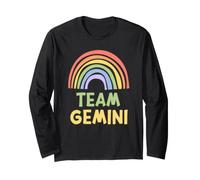 Happy Colorful Team Gemini Rainbow Pride Astrological Sign Maglia a Manica