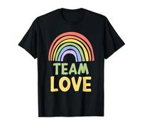 Happy Colorful Team Love Rainbow Pride Green Yellow Maglietta