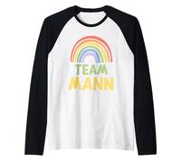 Happy Colorful Team Mann Rainbow Pride Green Yellow Maglia con Maniche Raglan