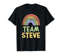 Happy Colorful Team Steve Rainbow Pride Green Yellow Maglietta