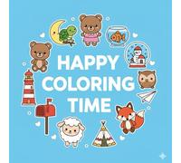 Happy coloring time: 50 Simple & Big Kawaii Illustrations for Little Hands