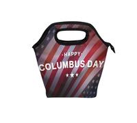 Happy Columbus Day Card con bandiera Usa Gm1178116517 Borse per il pranzo da uomo per il lavoro con manico curvo Lunch Box con contenitori Borsa termica da viaggio resistente all'acqua per viaggi in