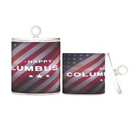 Happy Columbus Day Card con bandiera Usa Gm1178116517 Contenitore in plastica trasparente con coperchio per accessori da bagno, contenitori decorativi per filo interdentale, graffette, confezione da 2