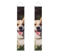 Happy Corgi Banner per portico per cani per porta d'ingresso bandiera da appendere per vacanze stagionali portico segno di benvenuto per interni ed esterni decorazioni di laurea classe del 2025
